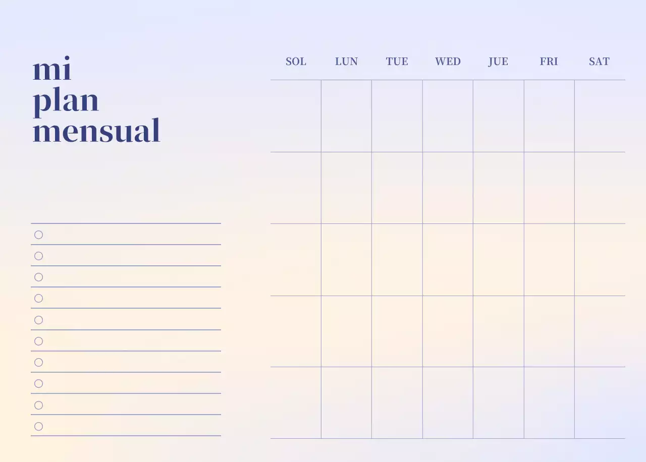 Calendario minimalista degradado