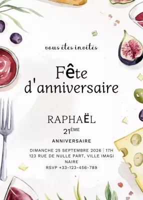 invitation d'anniversaire élégante et blanche