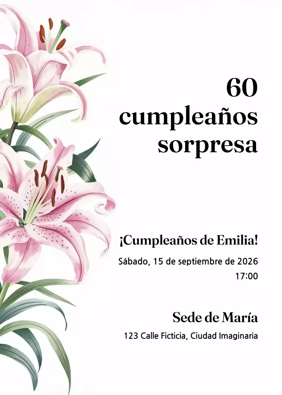 Invitación de cumpleaños floral rosa