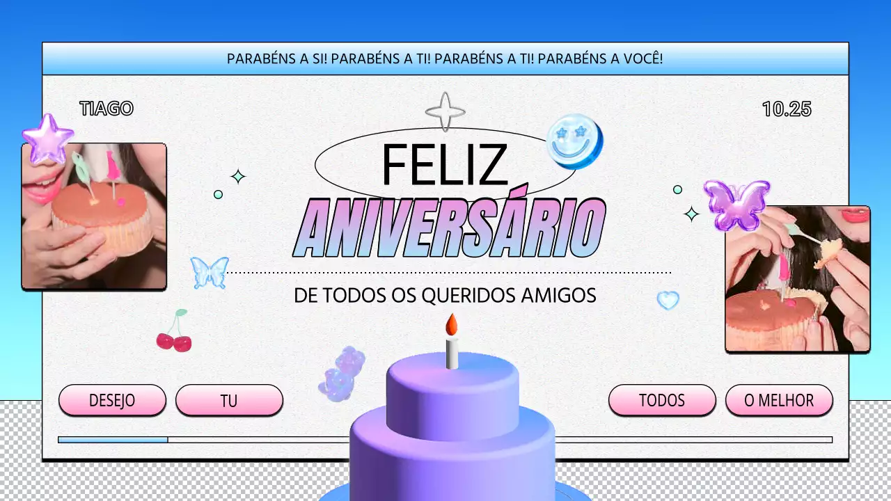 desenho de aniversário retro roxo