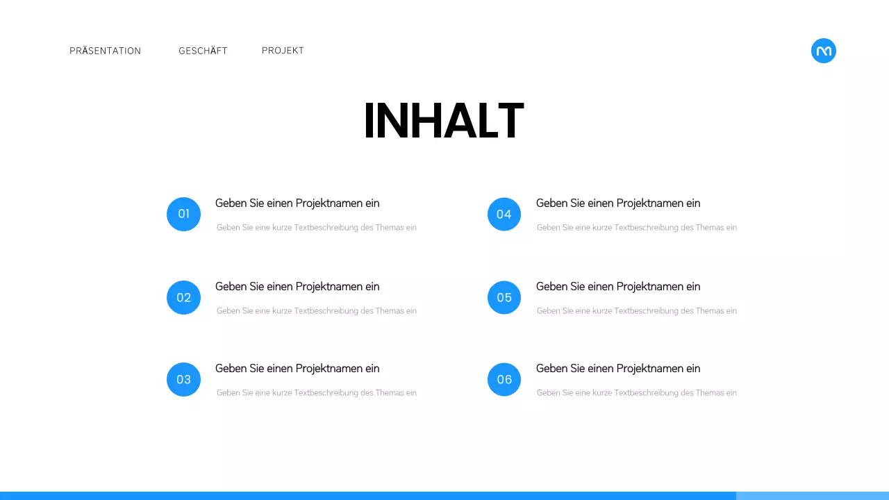 Ein einfacher Geschäftsplan in Weiß und Blau