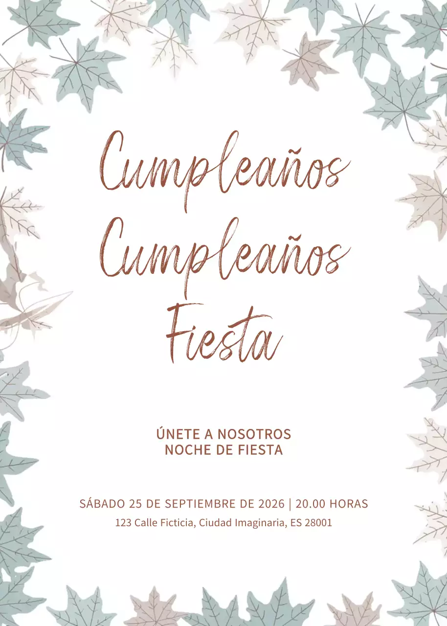 Invitación de cumpleaños minimalista beige