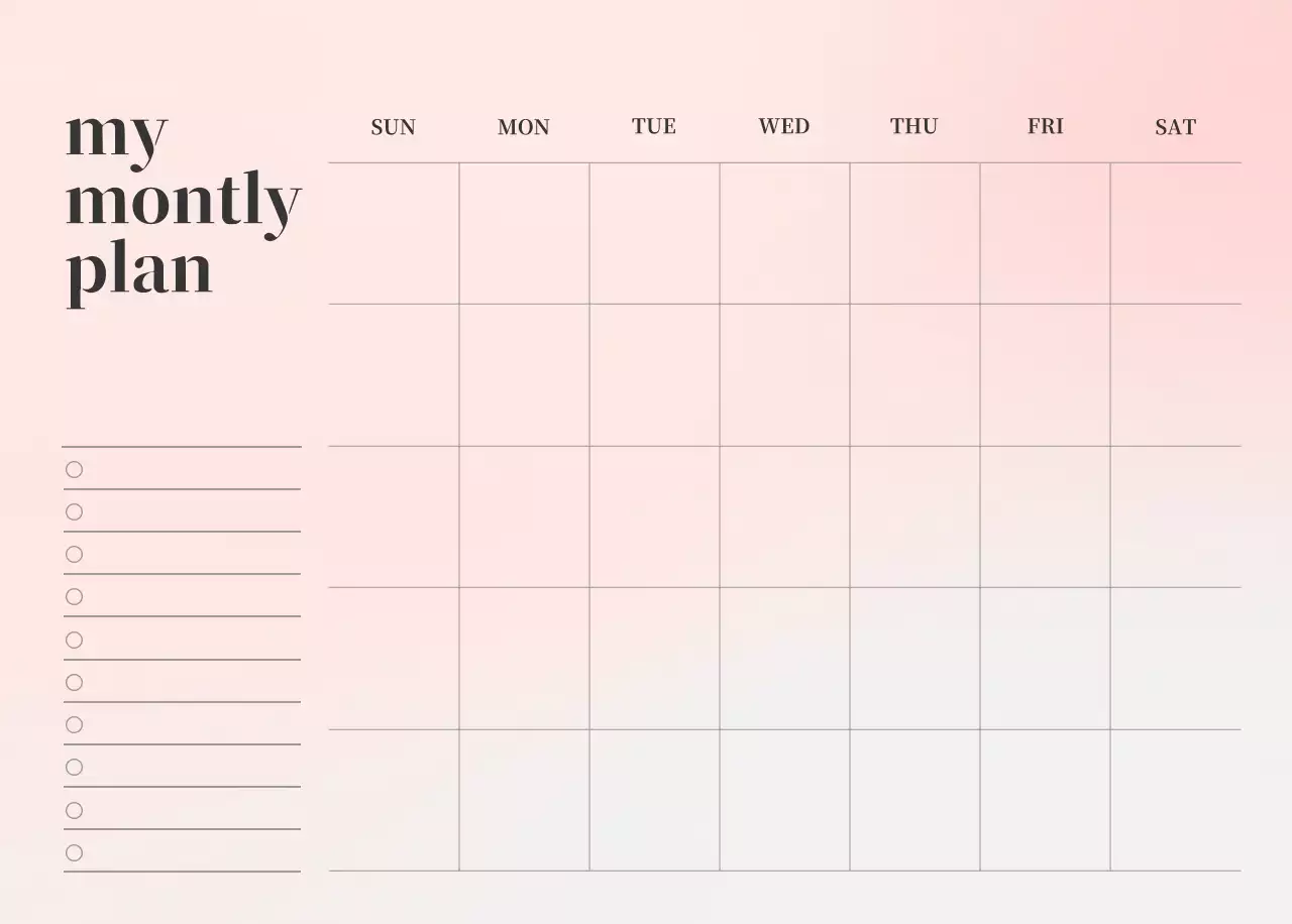 Gradient Minimalist Calendar