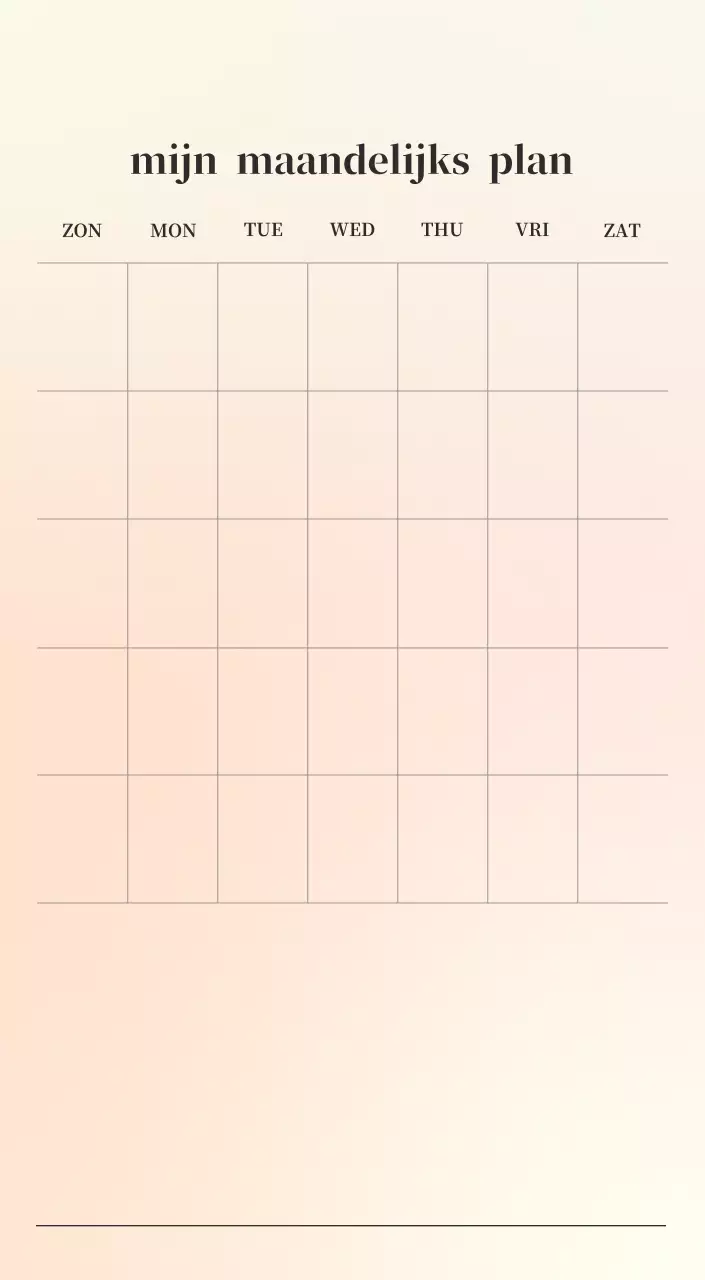 Minimalistische kalender met kleurverloop