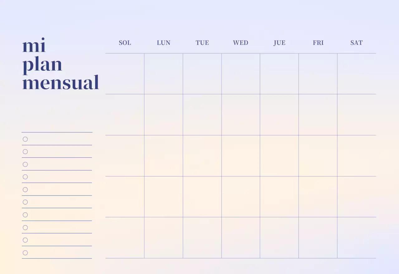 Calendario minimalista degradado