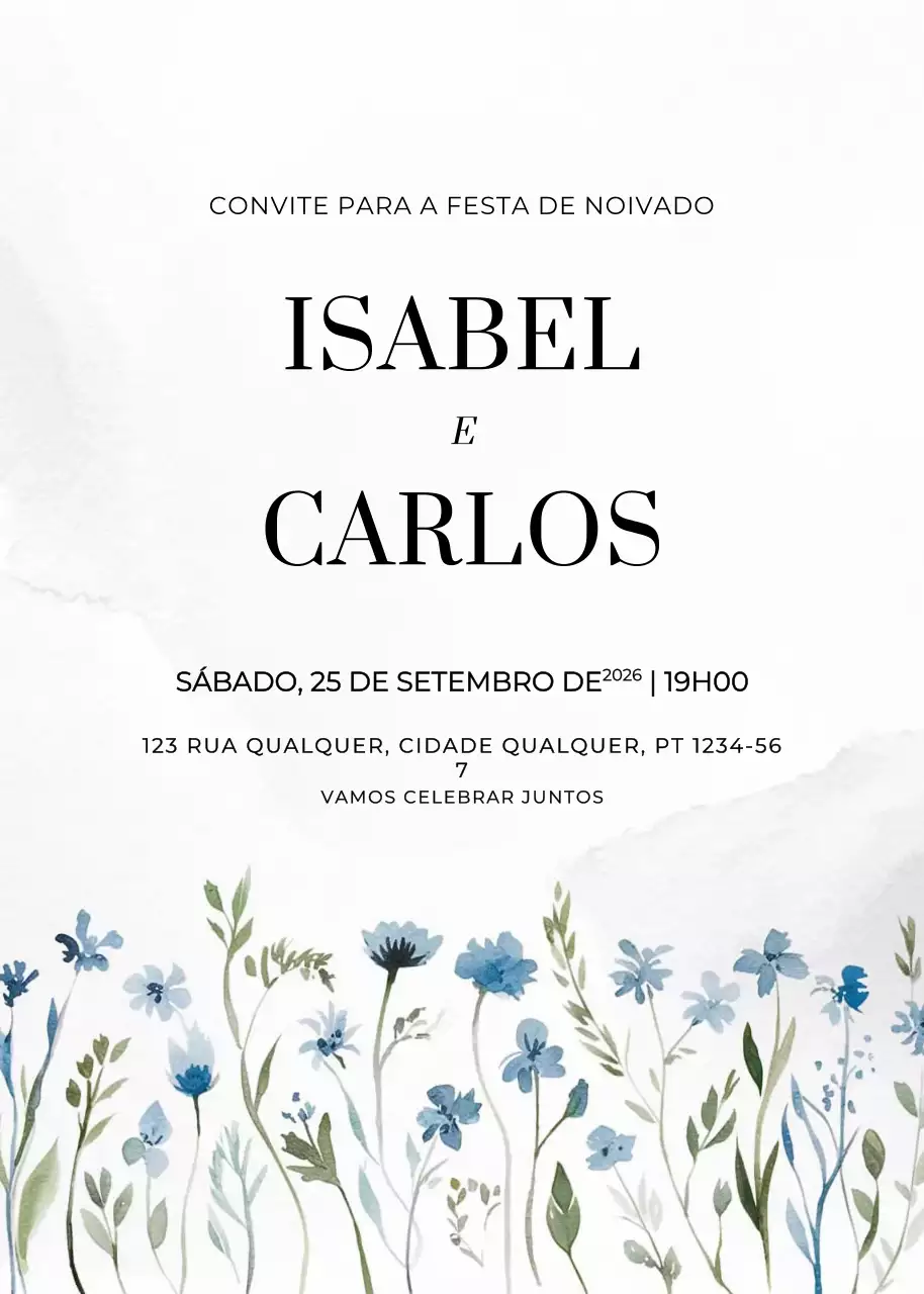 convite de noivado elegante branco