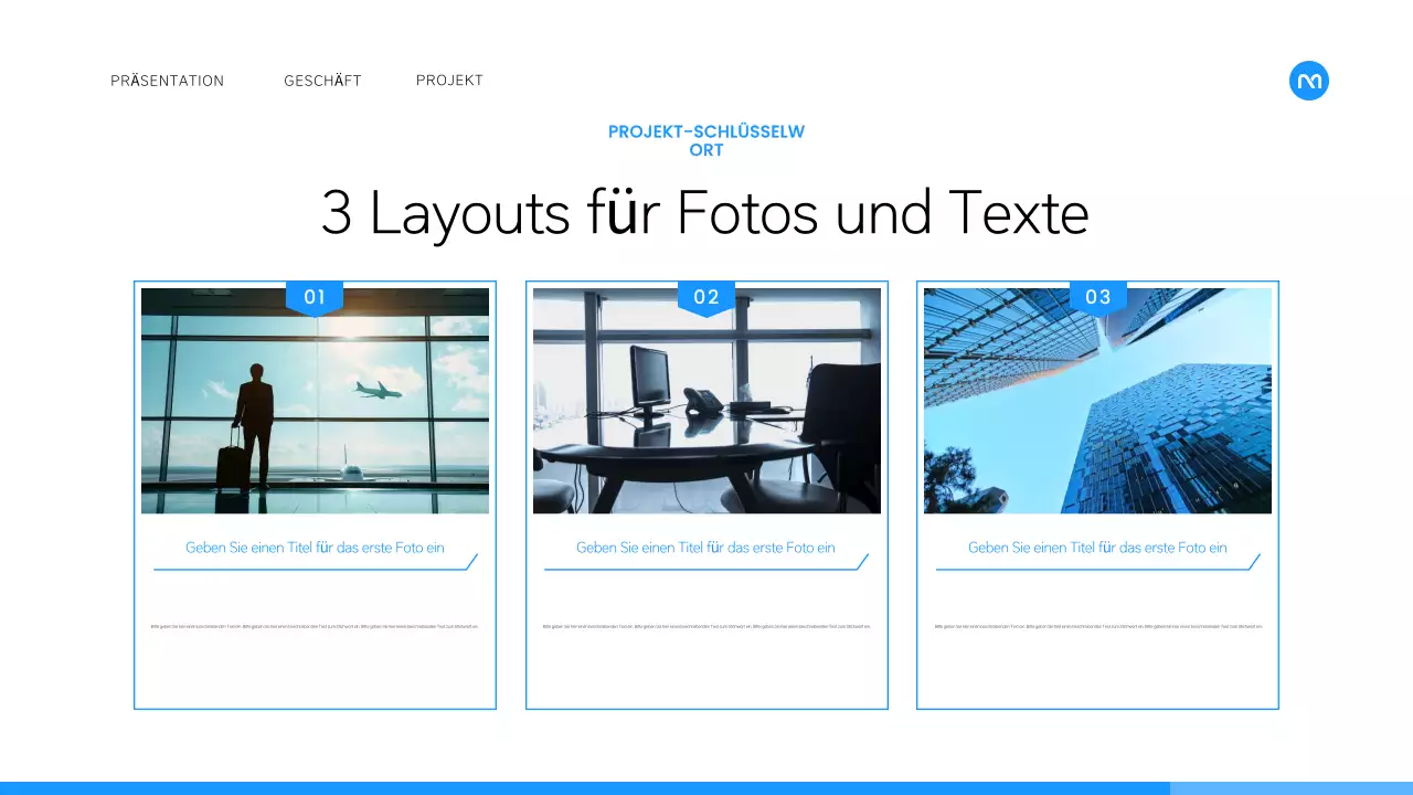 Ein einfacher Geschäftsplan in Weiß und Blau