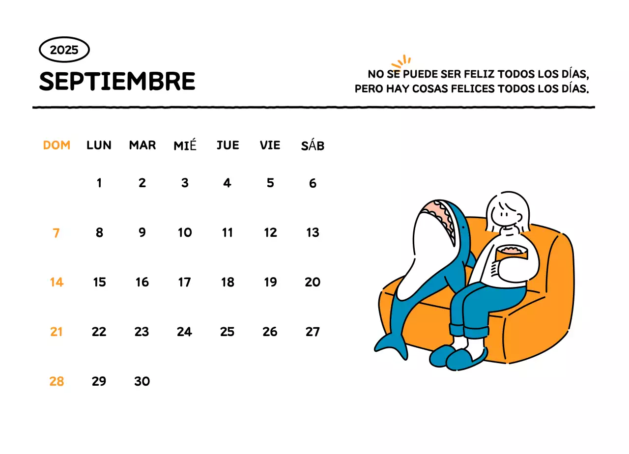 Calendario ilustrado con un bonito estilo de líneas