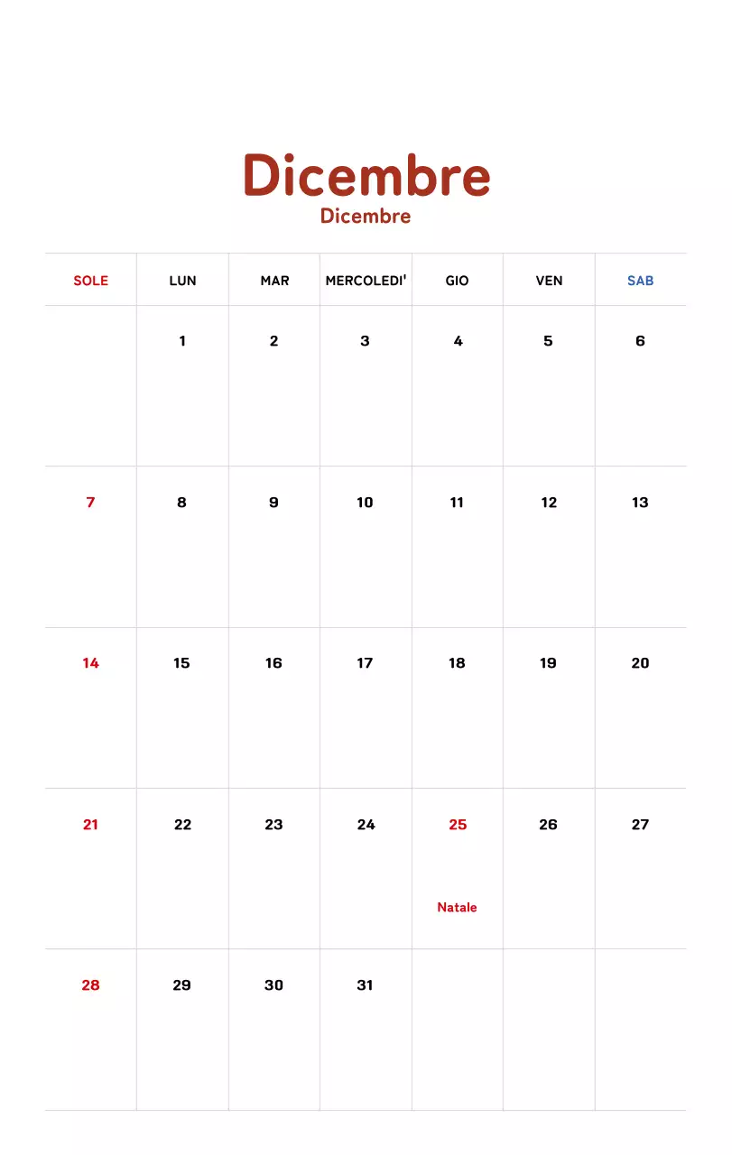 Calendario di Capodanno con una calda illustrazione