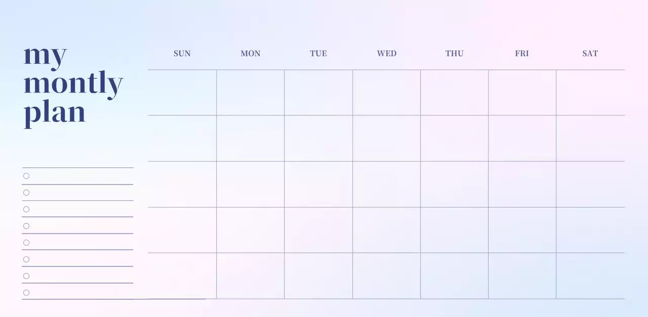 Gradient Minimalist Calendar