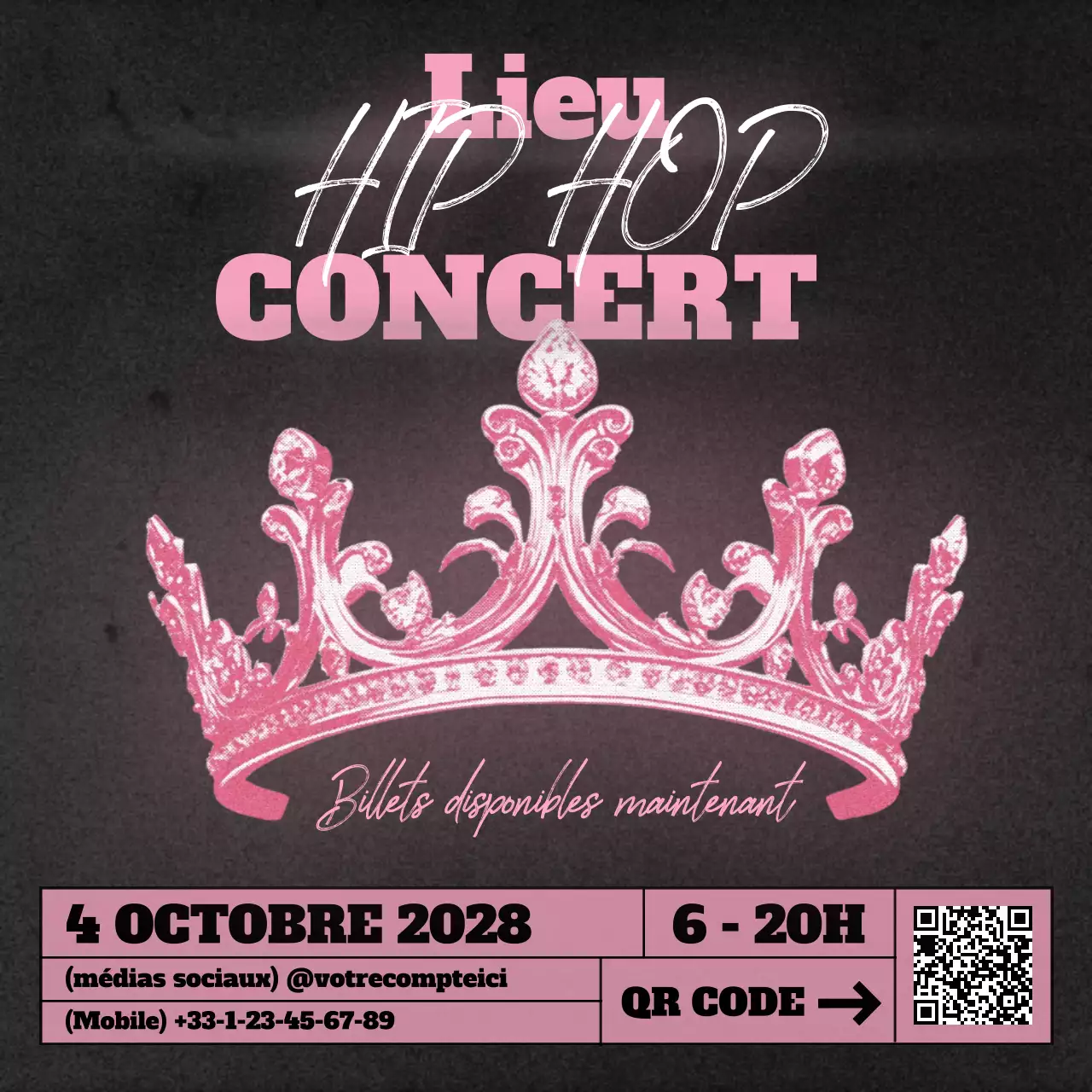 promotion d'un concert de hip hop pink trendy