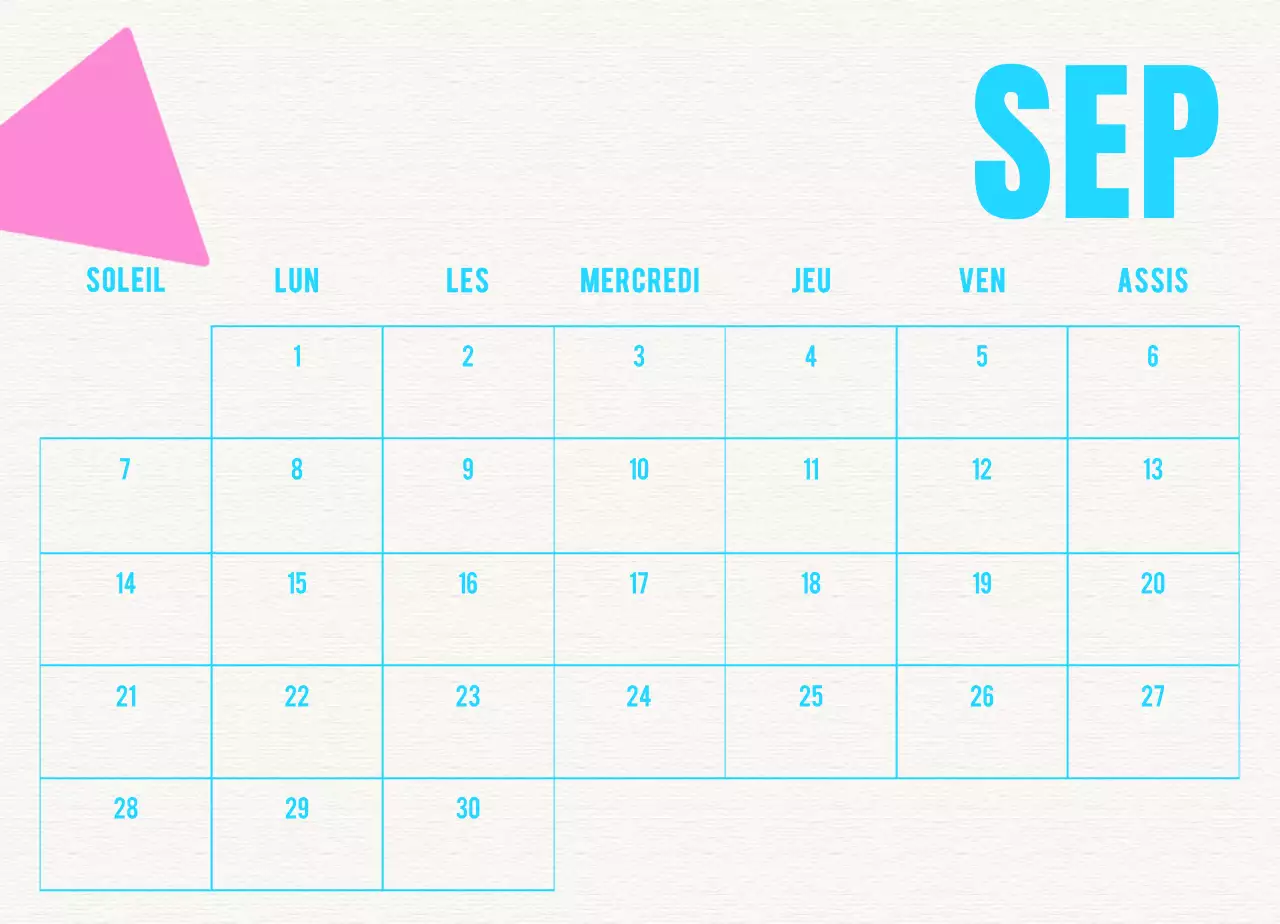 Calendrier vintage bleu