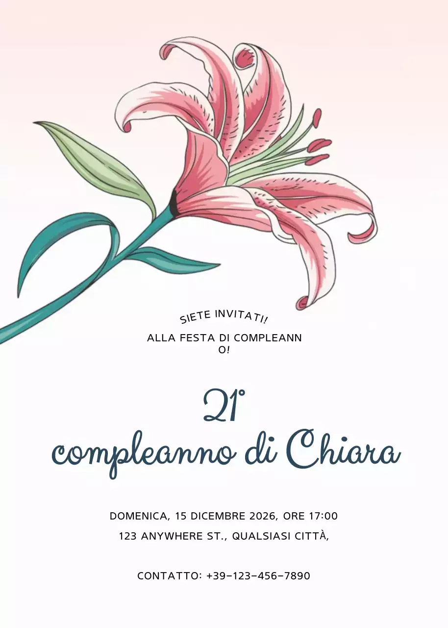 Invito di compleanno floreale rosa