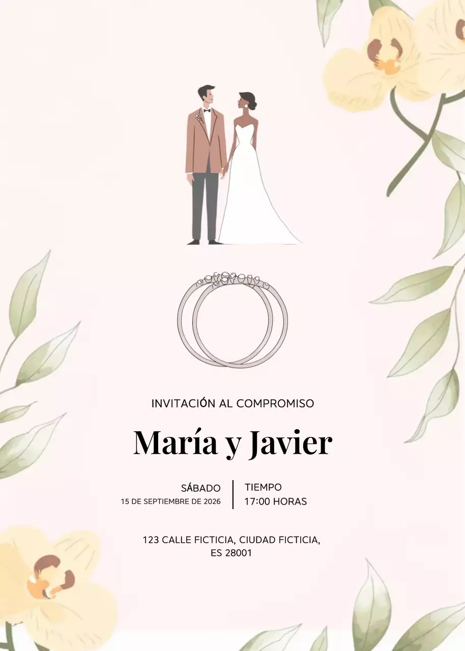 Invitación de compromiso elegante beige