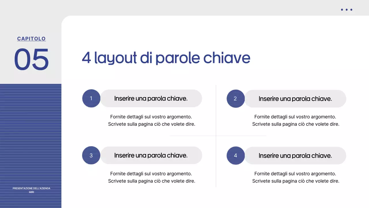 Proposta con un semplice sfondo a strisce blu