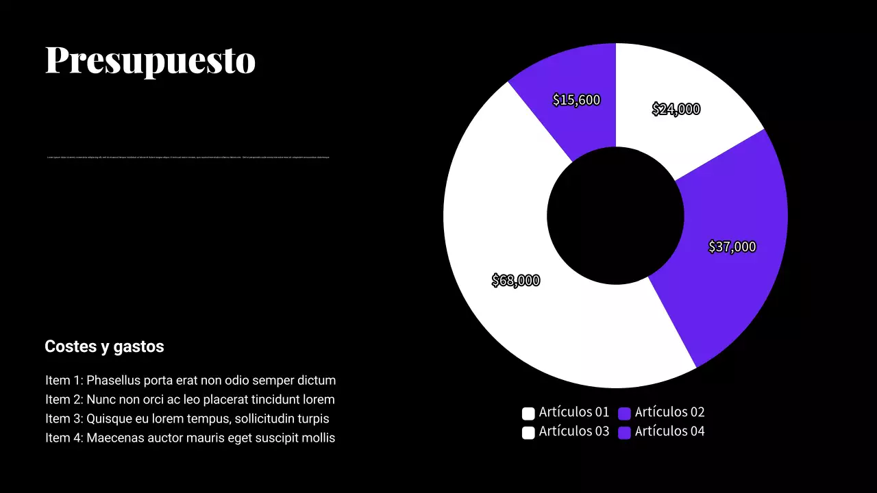 Presentación del plan de marketing en degradado negro y morado