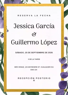 elegante invitación de boda dorada
