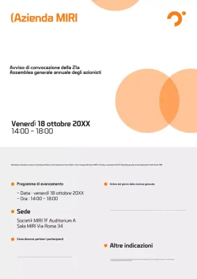 Avviso di convocazione dell'assemblea degli azionisti di Orange Modern