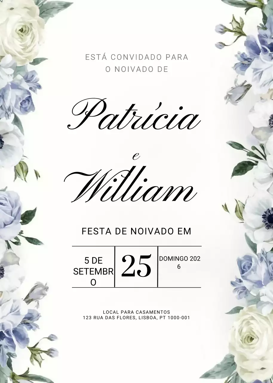 convite de noivado elegante branco