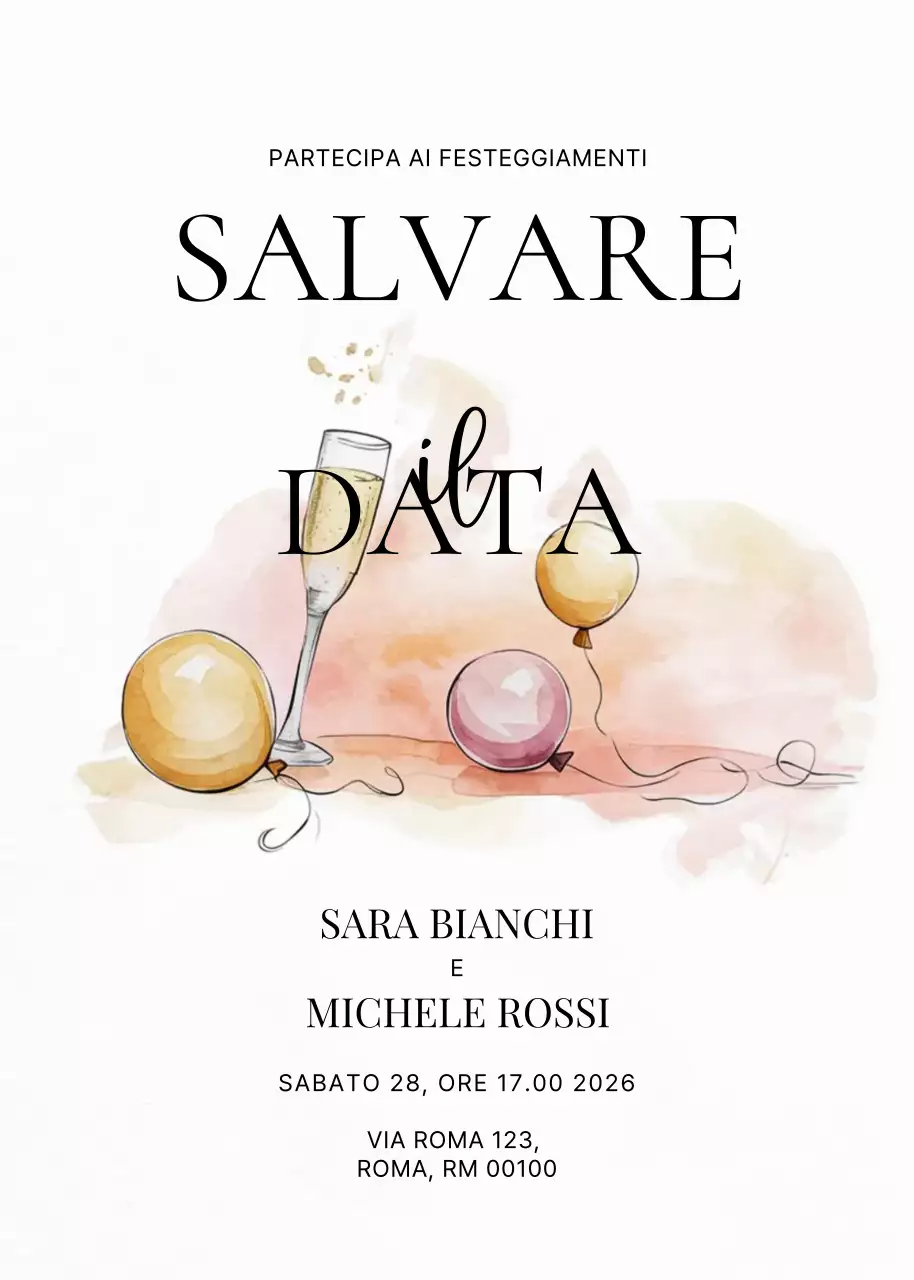 Invito di nozze elegante bianco