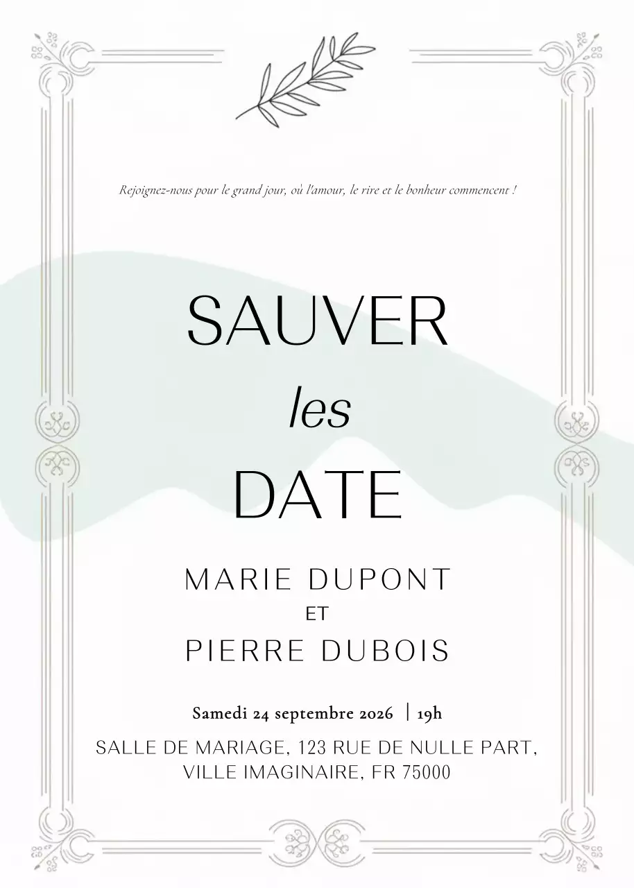 Invitation de mariage élégante et blanche