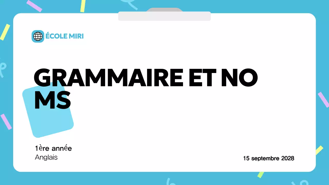Matériel de cours de grammaire moderne bleue