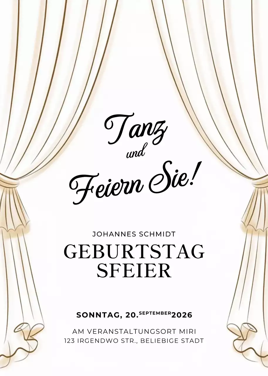 Weiß Elegante Geburtstagseinladung
