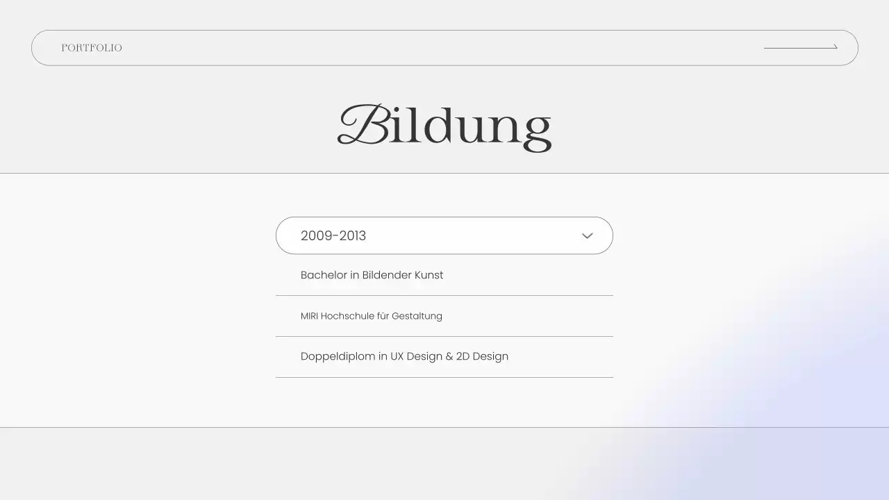 blau elegant Portfolio Lebenslauf