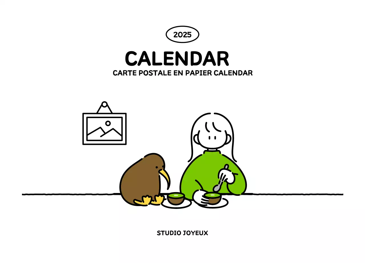 Calendrier illustré avec un joli style de lignes
