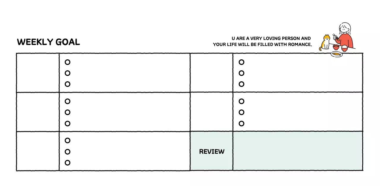 Illustrated calendar with a cute line style