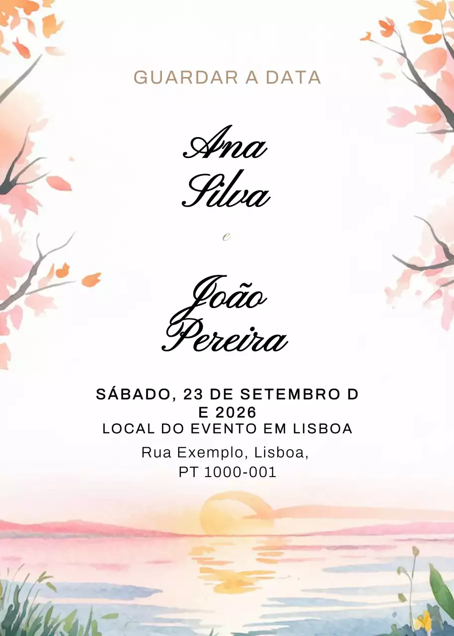 Convite de casamento bege e elegante
