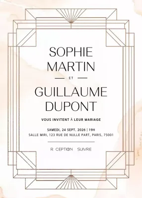 Invitation de mariage beige et élégante