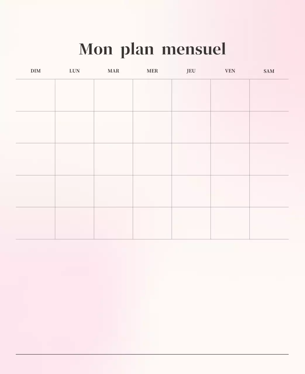 Calendrier minimaliste dégradé