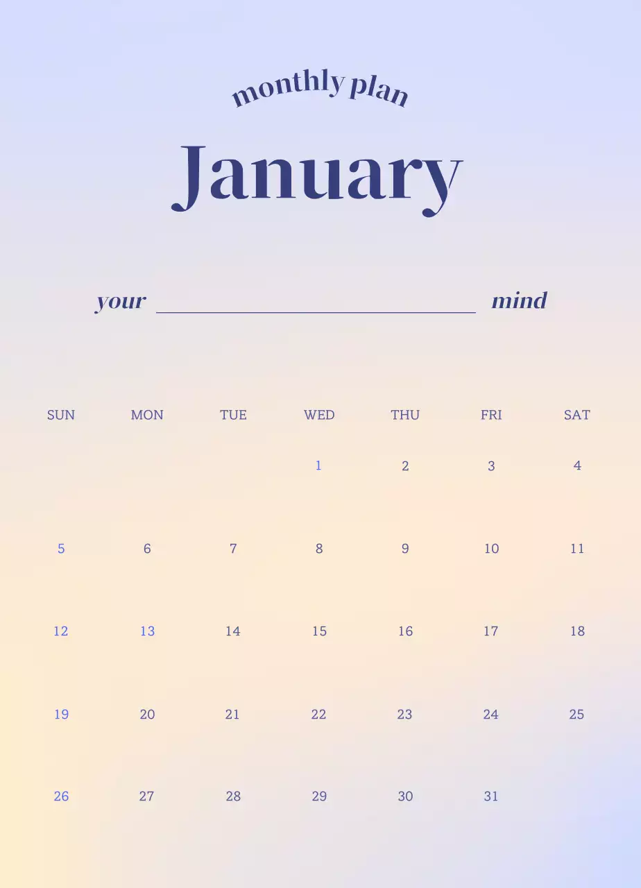 グラデーションミニマリスト感性カレンダー