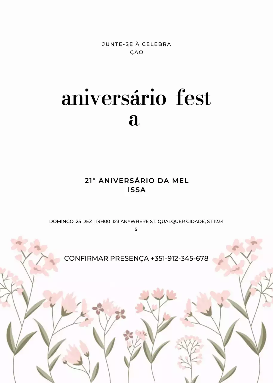 convite de aniversário elegante branco