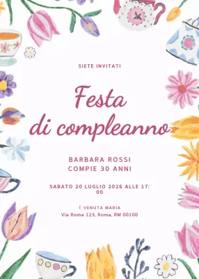 Invito di compleanno floreale colorato