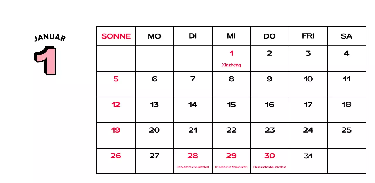 Bunte Kalender mit einer Vielzahl von Retro-Illustrationen