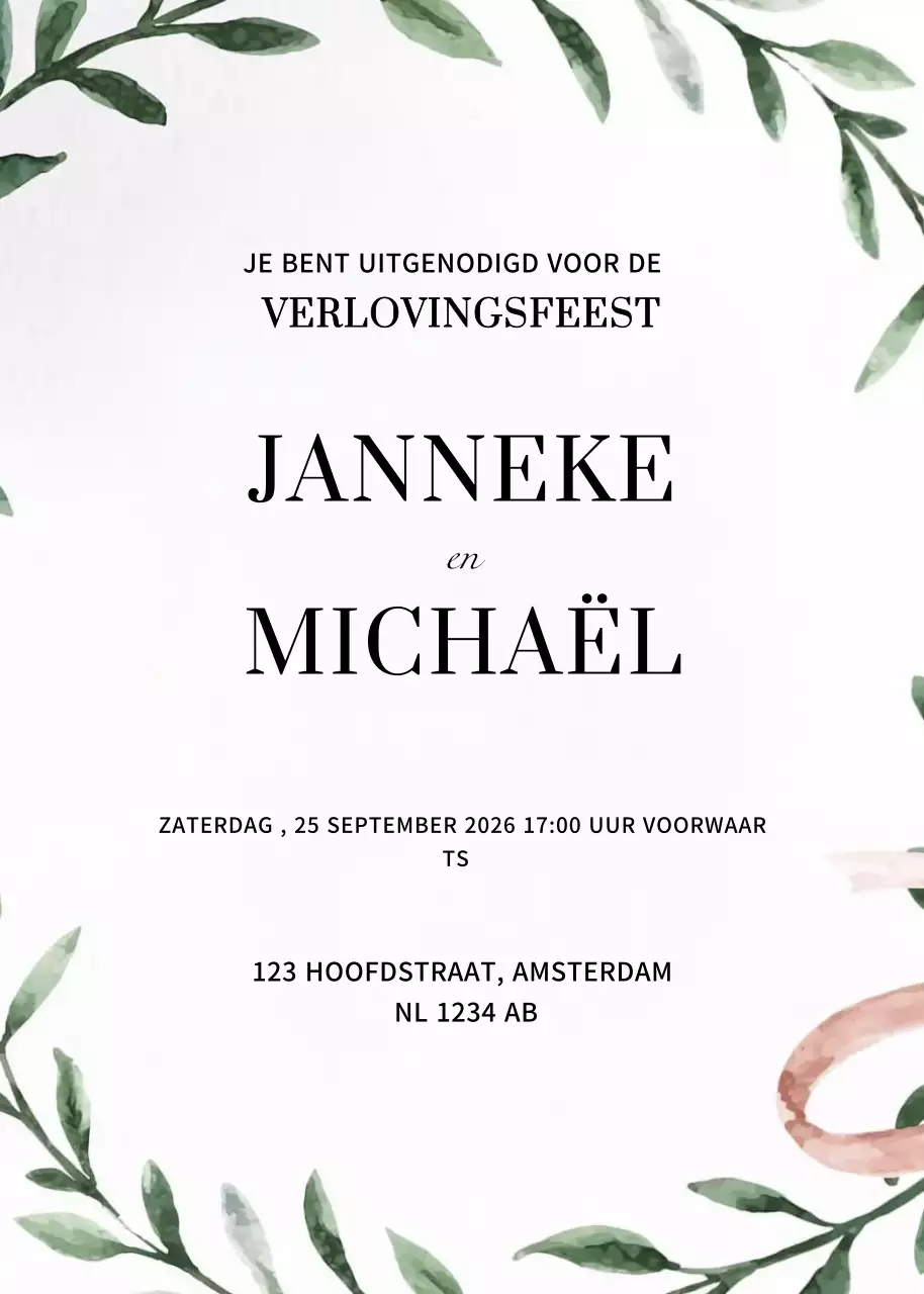 Witte elegante verlovingsuitnodiging