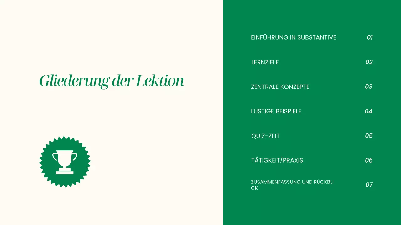 Beige Einfache Grammatik und Nomen Präsentation