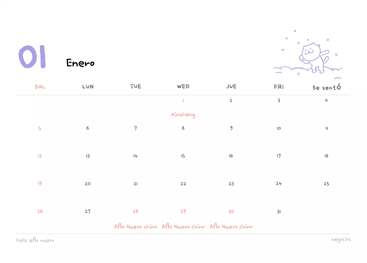 Calendario diario en marfil