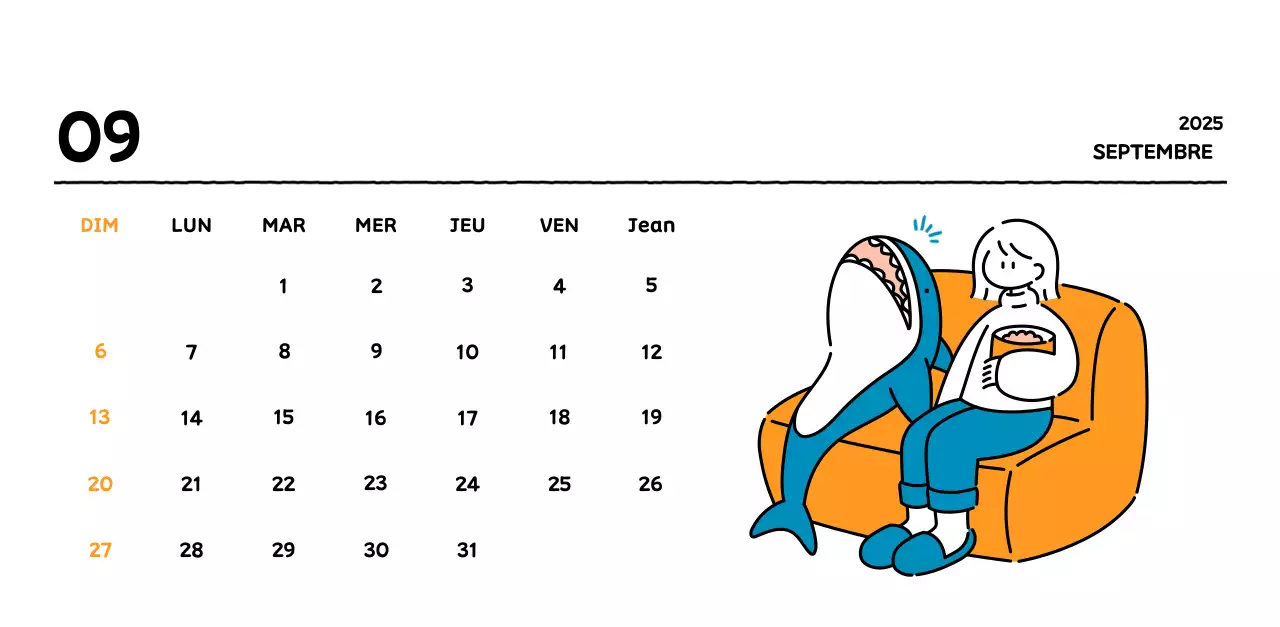 Calendrier illustré avec un joli style de lignes