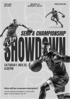 Grey Bold Basketball Promotion Poster