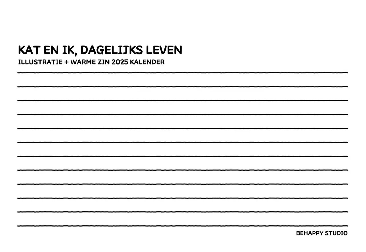 Geïllustreerde kalender met een mooie lijnstijl