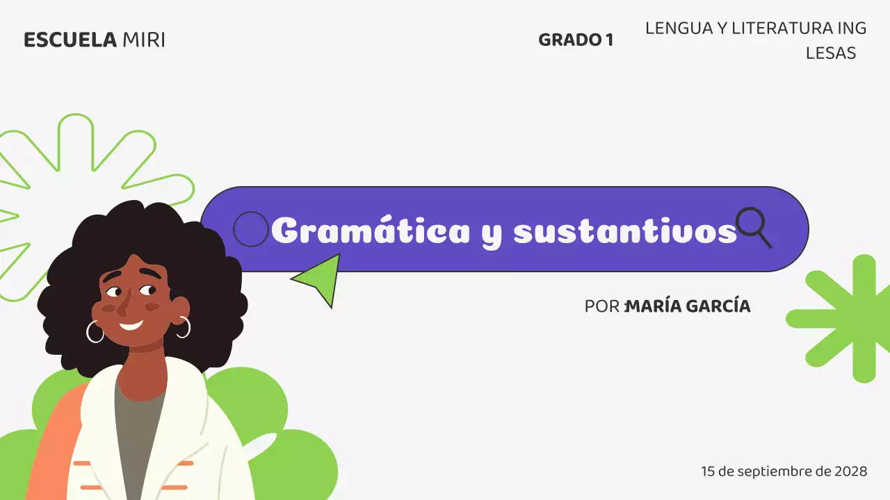 Beige Verde Ilustración Materiales de clase Gramática Presentación