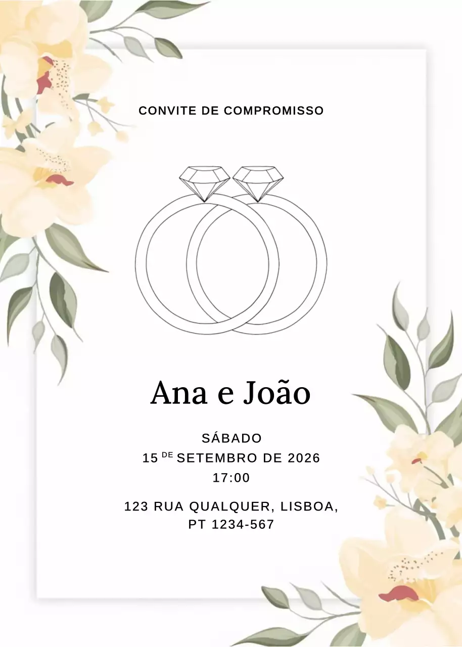 Convite de noivado bege e elegante