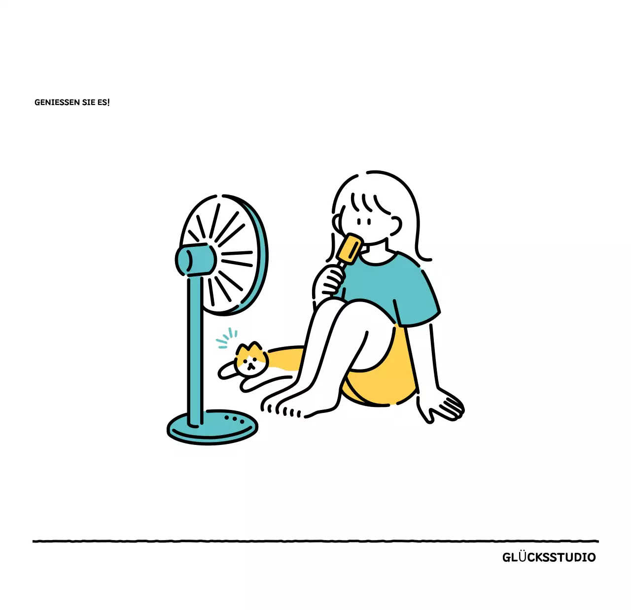 Illustrierter Kalender mit schönem Linienstil