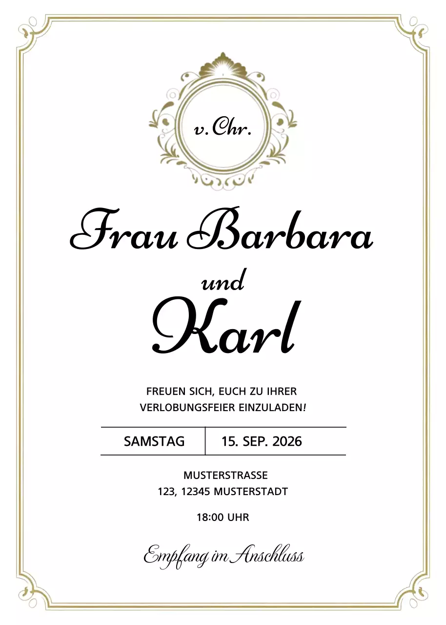 Gold Elegante Verlobungseinladung