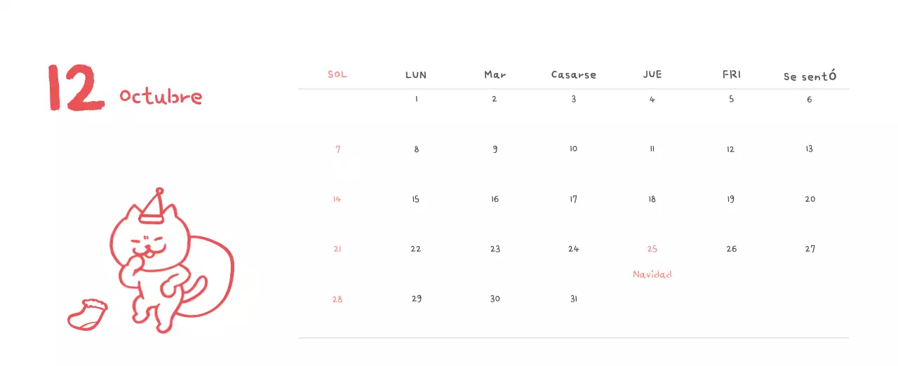 Calendario diario en marfil