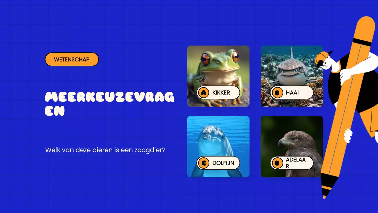 Blauwe Speelse Quiz Tijd School Presentatie