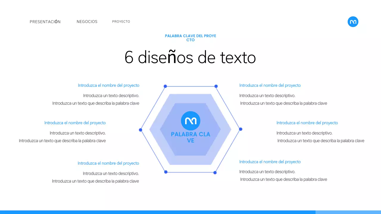 Un sencillo plan de empresa en blanco y azul